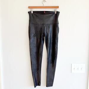 Spanx Shiny High Waisted Faux Leather Leggings Black XL